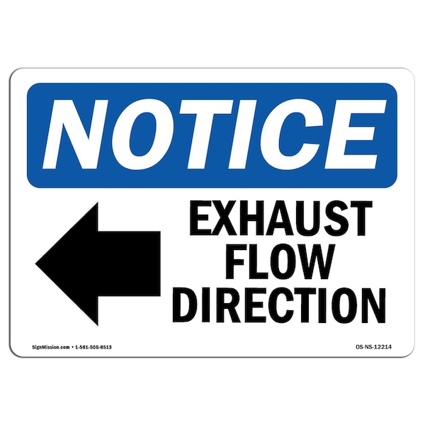 Signmission OSHA Sign, 10" H, Rigid Plastic, Exhaust Flow Direction (Left Arrow) Sign With Symbol, Landscape OS-NS-P-1014-L-12214 - main
